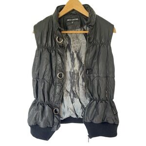 Broch Black Genuine Leather Y2K Made in Germany Puffer Vest Biker Goth Sz 46